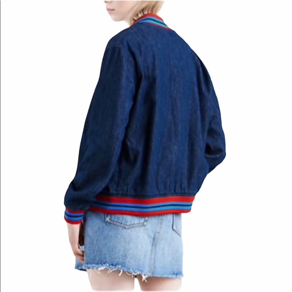 Levi’s Denim Soraya Bomber Jacket Stripe Trim M - Picture 2 of 9